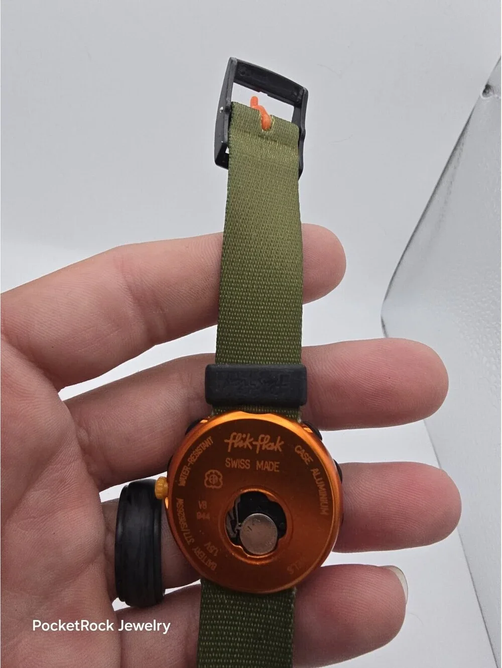 Flik Flak Swiss Made Tiger Print Green Fabric Strap Kids Quartz Watch 2010